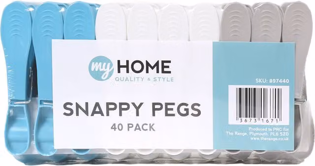 My Home Blue Plastic Pegs, Pack of 40