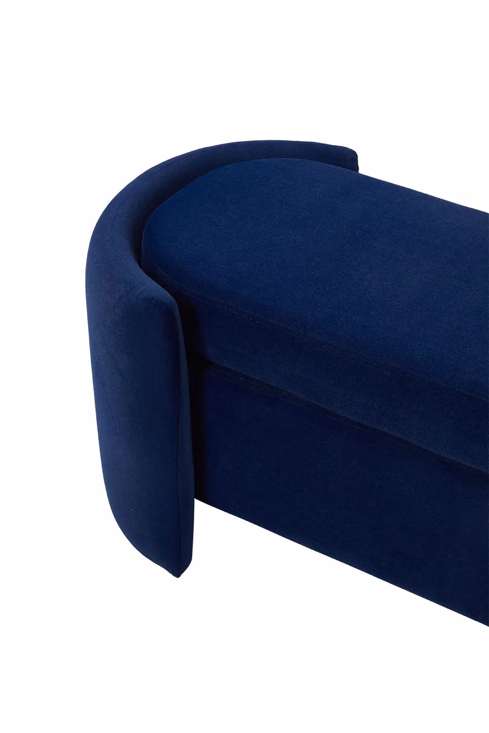 H&O Direct Blue Velvet Upholstered Storage Bench in Dark Blue – 3