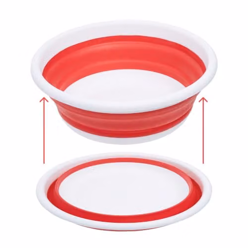 Premier Housewares Collapsible Round Washing Up Bowl Red and White W: 38 cm x D: 38 cm x H: 14 cm – 1
