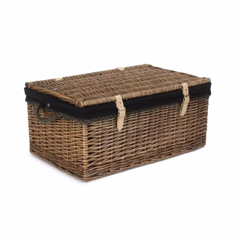 Red Hamper Antique Wash Picnic Basket with Black Cotton Lining, 62 cm – 2