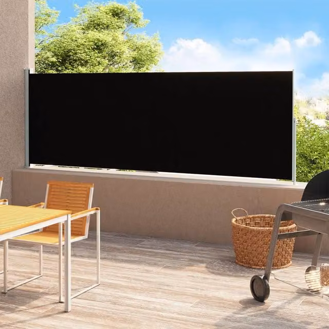 Berkfield Home Patio Retractable Side Awning in Black, W/H: 500 x 180 cm