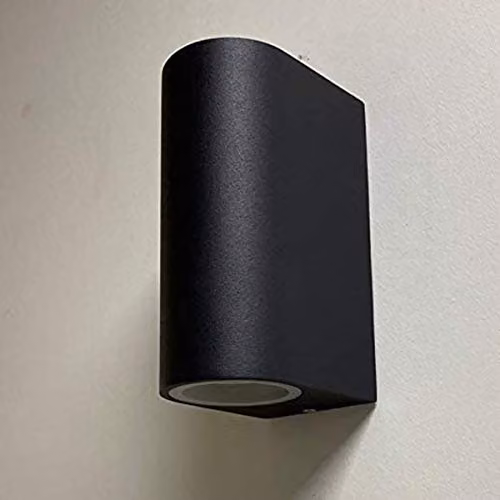 CGC Lighting Black Aluminium Outdoor Cylinder Wall Light with Transparent Glass and GU10 LED Compatibility – 3