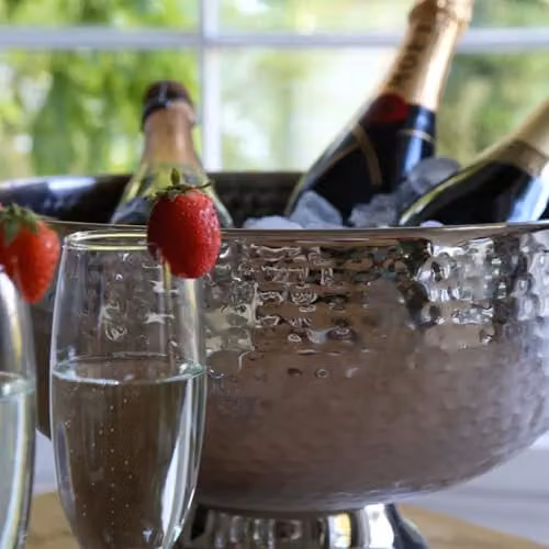Rink Drink Stainless Steel Hammered Champagne Ice Bucket in Silver, Diameter: 35 cm – 4