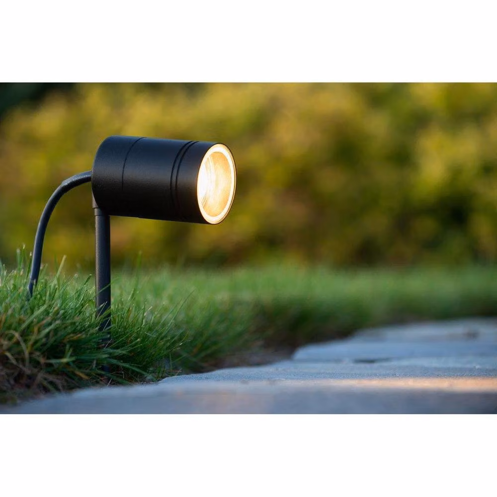 Lucide ArneLed Modern Black Metal Spike Garden Spotlight with LED GU10 5W 2700K Warm White IP44 Rating – 2