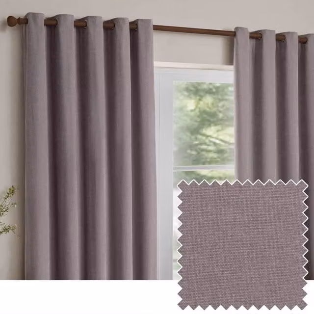 Yard Heavy Chenille Velvet Room Darkening Eyelet Curtain Pair in Pink, Width: 229 cm, Drop: 137 cm – 1