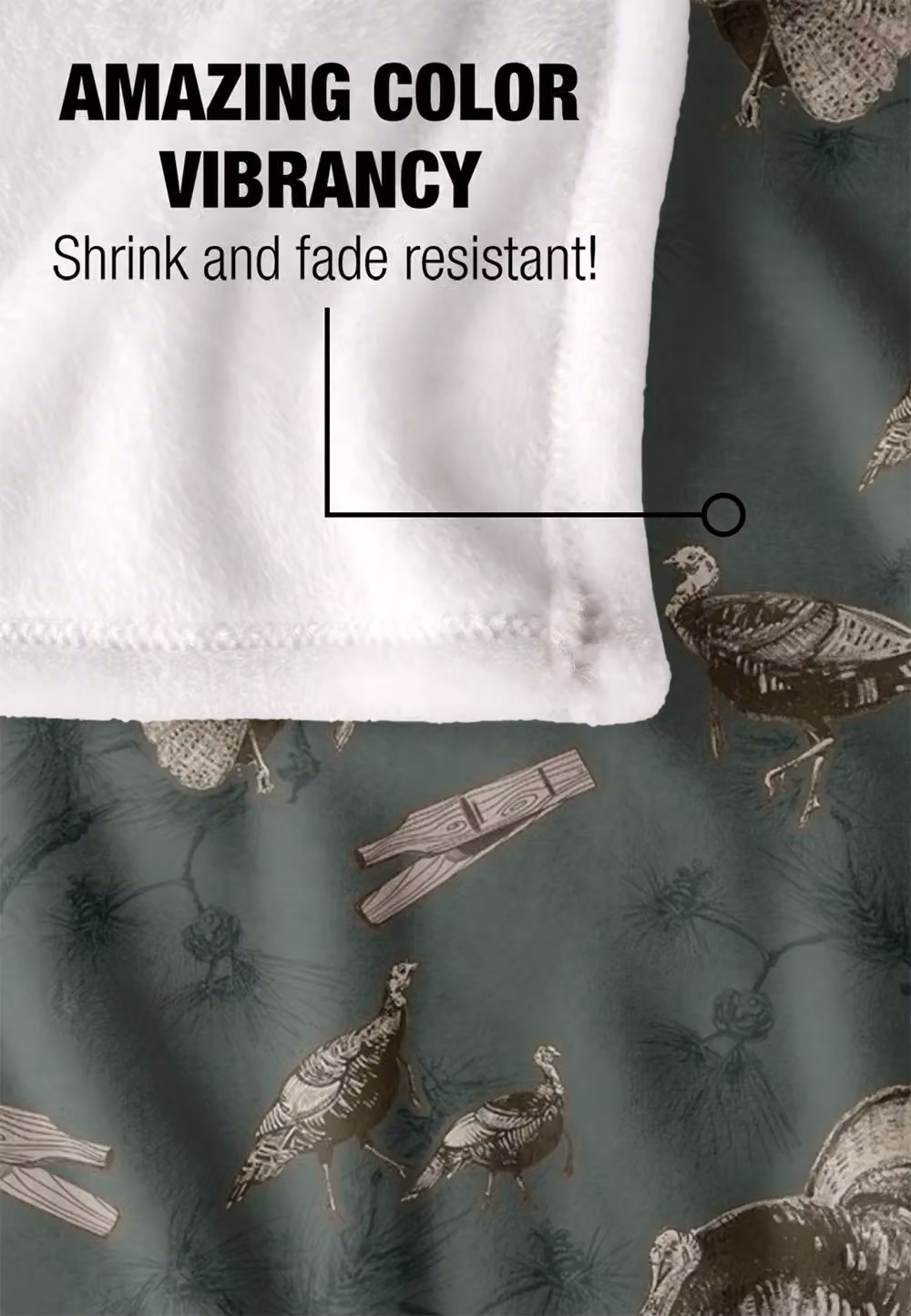 JQ Licensing Turkey Hunting Pattern Super Soft Fleece Throw Blanket, White, W/D/H: 152 x 127 cm – 4