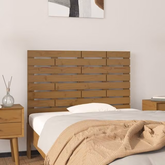 Berkfield Home Rustic Solid Wood Pine Wall Headboard in Honey Brown, W: 96 cm, D: 3 cm, H: 63 cm