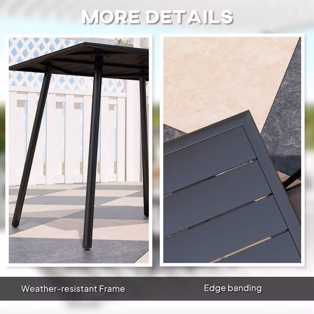 Wyld Haus Nanodor Square Black Outdoor Dining Table with Powder Coated Steel Top, W/D/H: 80 x 80 x 74 cm – 5