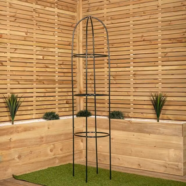 Samuel Alexander Steel Garden Climbing Plant Support Obelisk, Green, Height: 190 cm