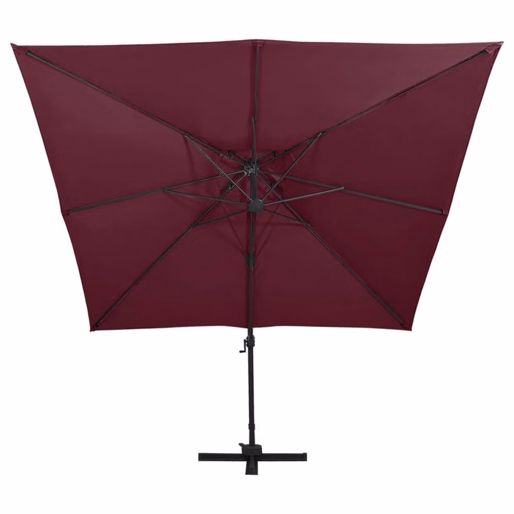 Berkfield Home Cantilever Umbrella with Double Top in Bordeaux Red, W/D: 300 x 300 cm – 3