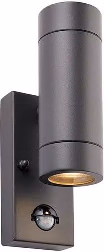 Netlighting Palin Outdoor Up and Down Wall Light in Anthracite Black with PIR Motion Sensor and Timer, IP44 Rated