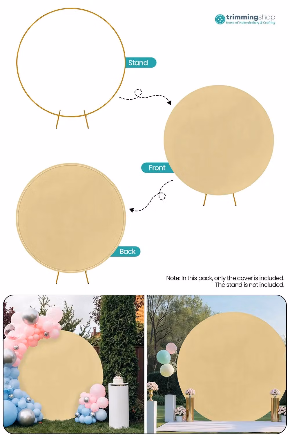 Neel Blue Round Arch Backdrop Cover Spandex Wrinkle-Resistant Circle Arch Stand Cover in Beige, Diameter: 150 cm