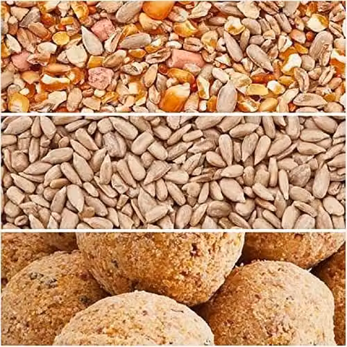 Happy Beaks Premium Wild Bird Food Mix with Sunflower Hearts, Suet Fat Balls and No Mess Seed, 78kg