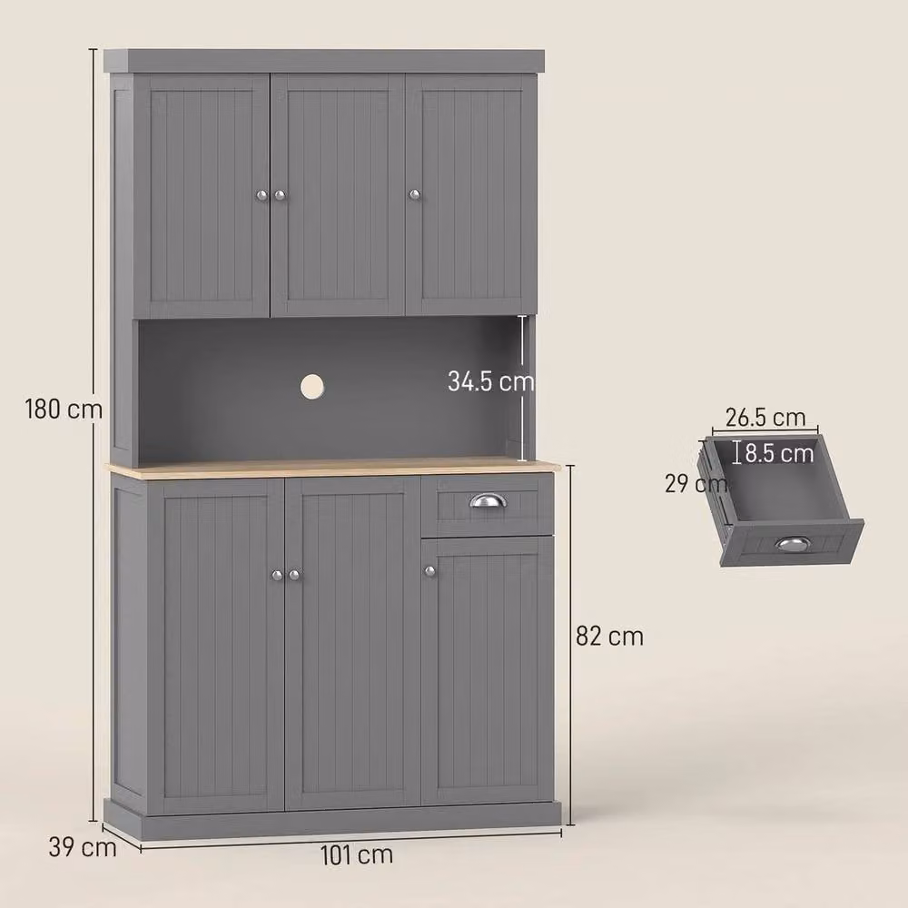 FORGEVIO Modern Grey Kitchen Base Unit Storage Cabinet with Hinged Doors and Internal Shelves, W/D/H: 39.0 x 101.0 x 180.0 cm – 2