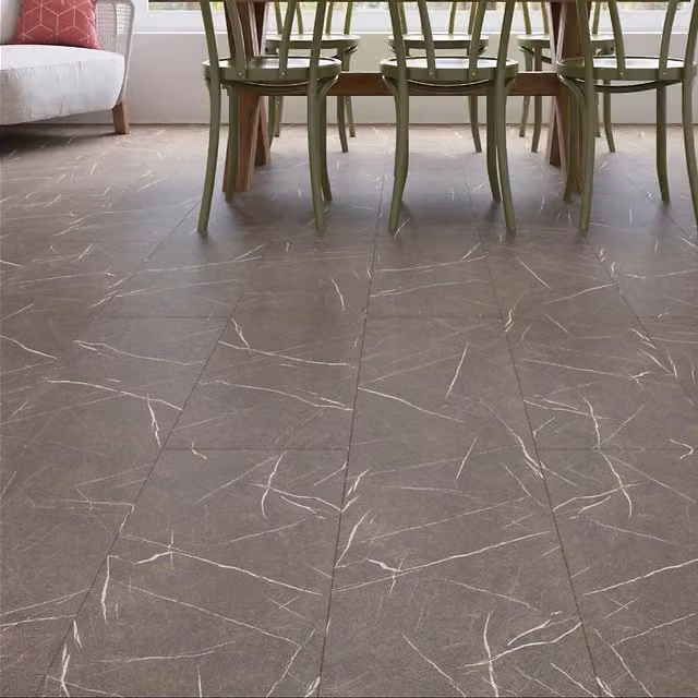 Anglo Flooring Marble Tile Effect Laminate Flooring in Anthracite Grey