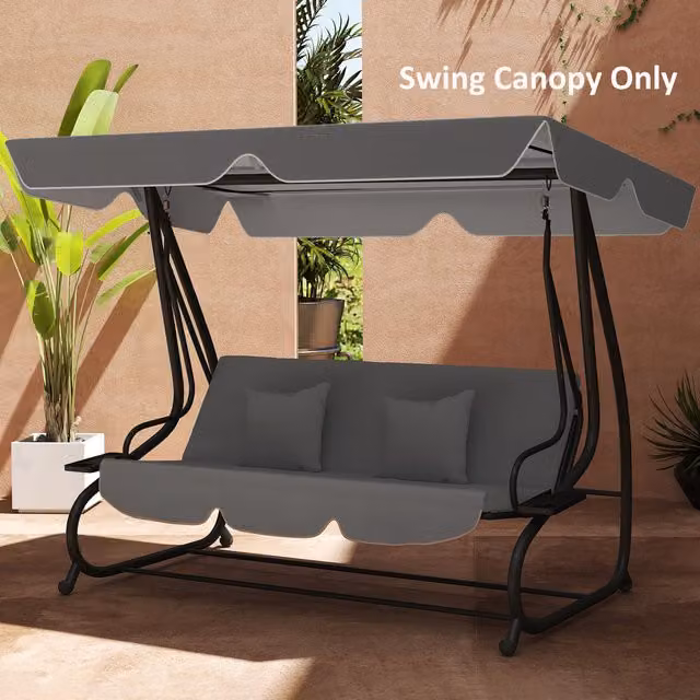 Outsunny 3 Seater Garden Swing Canopy Replacement in Dark Grey with UPF 30 Polyester Fabric
