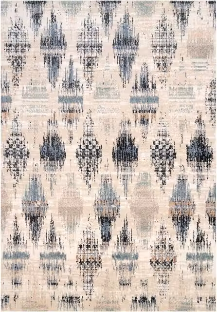 Kukoon Rectangular Diamond Trellis Area Rug in Beige, Blue, Pink and Anthracite, W: 80 cm, L: 150 cm – 1