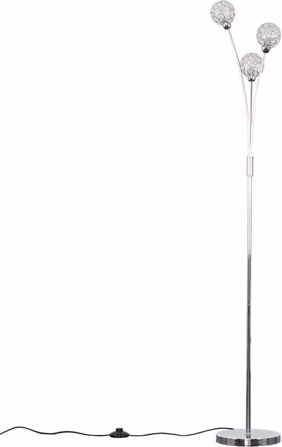 ValueLights Modern 3 Way Polished Chrome and Clear Acrylic Floor Lamp in Silver