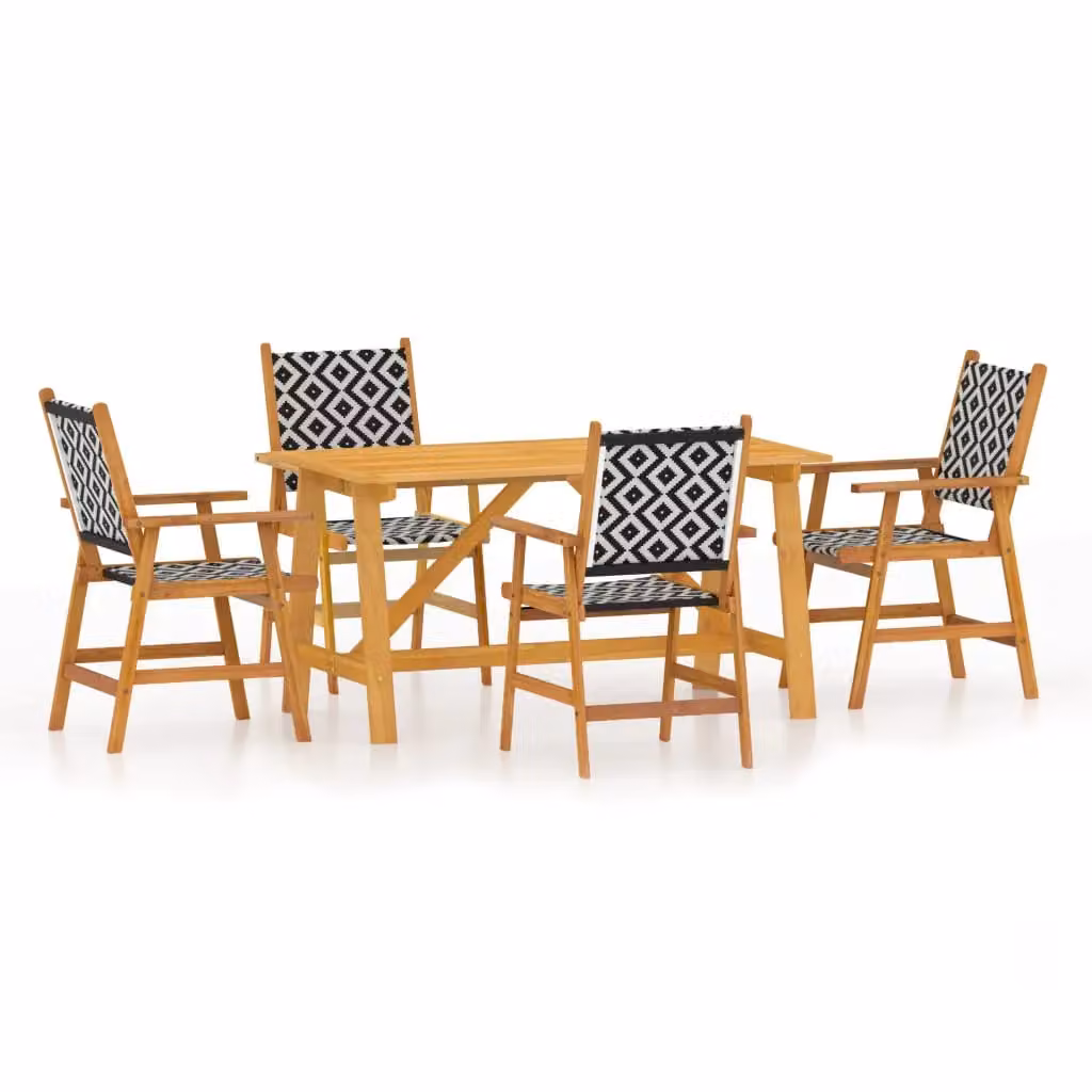 Berkfield Home 5 Piece Garden Dining Set in Brown Solid Acacia Wood – 2