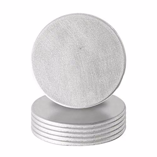 Argon Tableware Silver Metallic Round Melamine Coasters, Pack of 6, Diameter: 10 cm