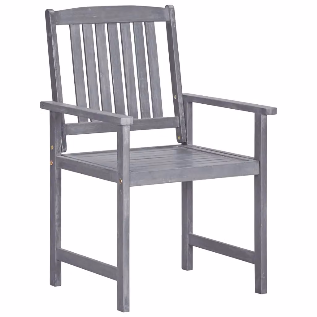 Berkfield Home Set of 4 Modern Grey Solid Acacia Wood Garden Chairs – 2