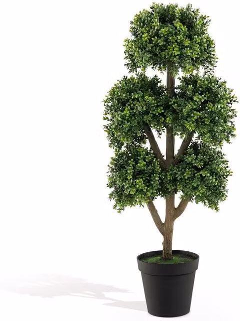 COSTWAY Artificial Round Boxwood Topiary Tree, Green