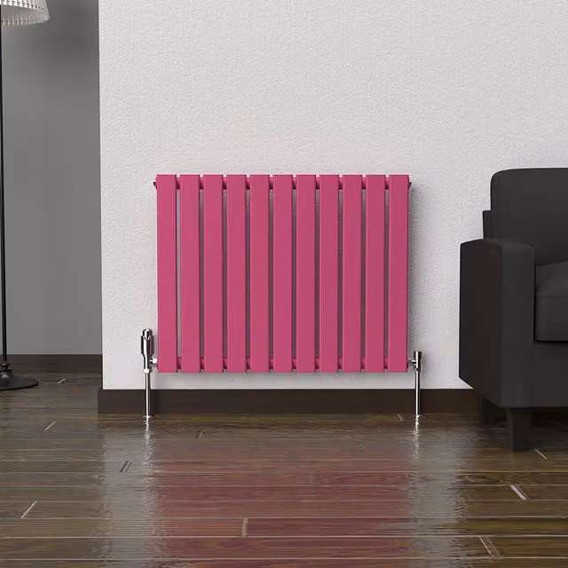Lux Heat Flat Horizontal Single Coloured Steel Radiator in Barbie Pink, W: 60.0 cm, H: 77.0 cm