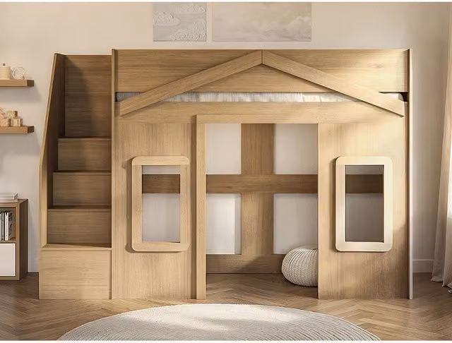 Flair Nixon Playhouse High Sleeper with Storage in Oak – 1