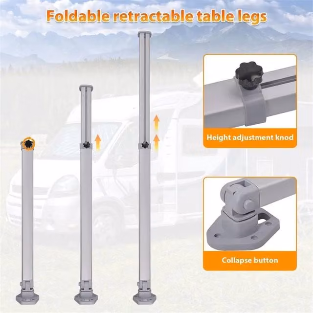 EONLION Grey Folding Telescopic Table Leg in Aluminium, W/D/H: 100 x 41 x 41 cm – 1