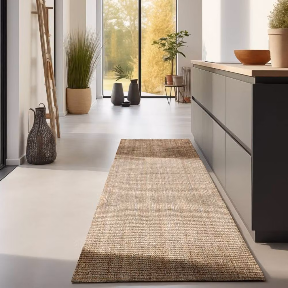 THE RUGS Handwoven Flatweave Jute Rug in Beige, W: 190 cm, L: 280 cm – 4
