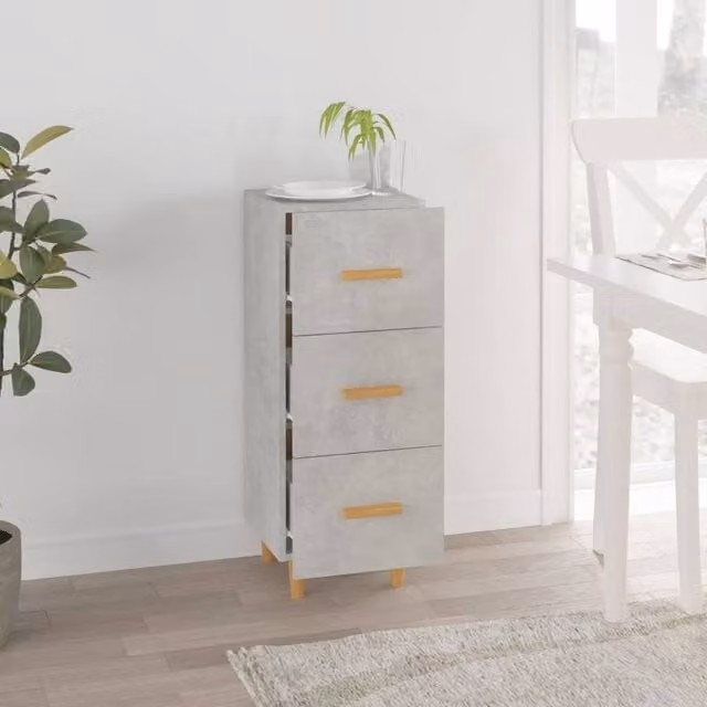 Berkfield Home Sideboard in Concrete Grey, Engineered Wood, W/D/H: 34.5 x 34 x 90 cm