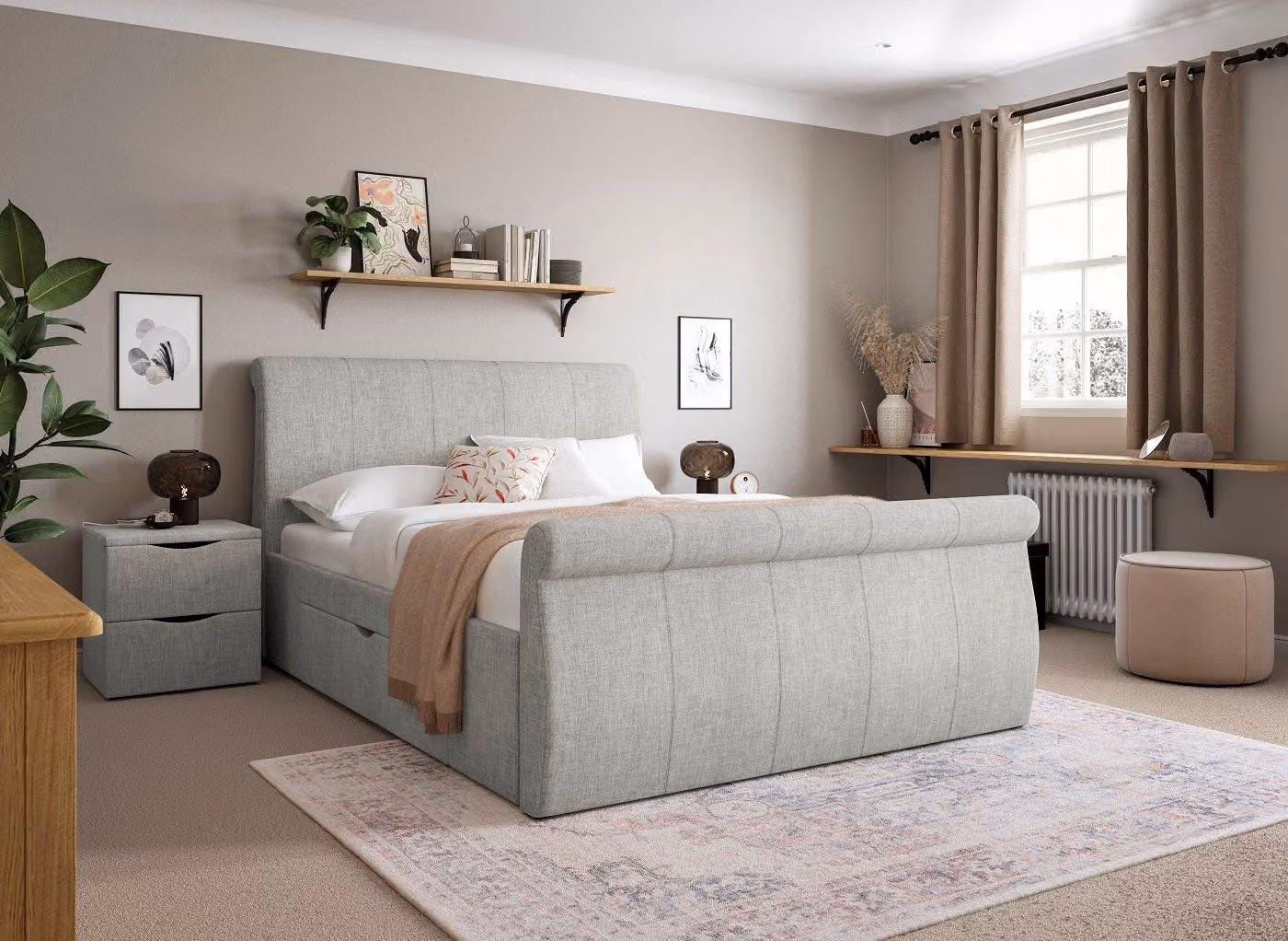 Dreams Snooze Set Grey Fabric Upholstered Bed Frame with Viscoelastic Foam