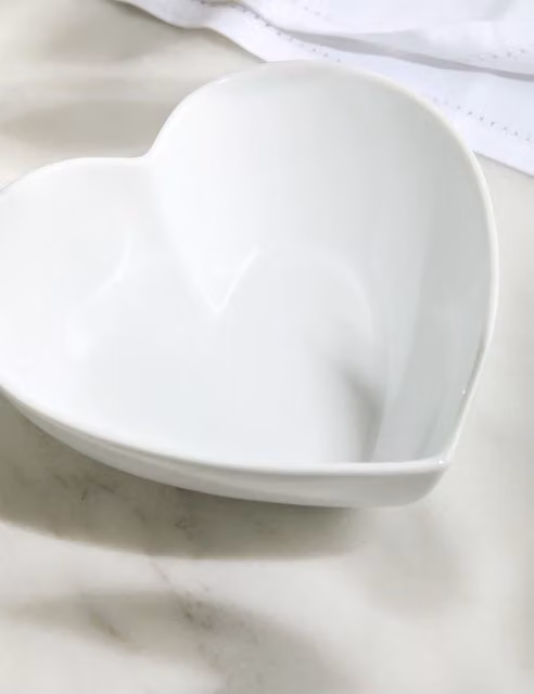 M&S Maxim Medium Heart Porcelain Serving Bowl in White