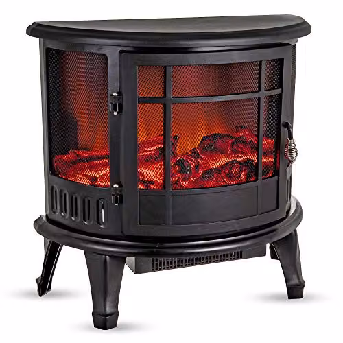 LIVIVO Panoramic Electric Log Fire Effect Heater with 1800W Heat Power and LED Lighting, Black – 2