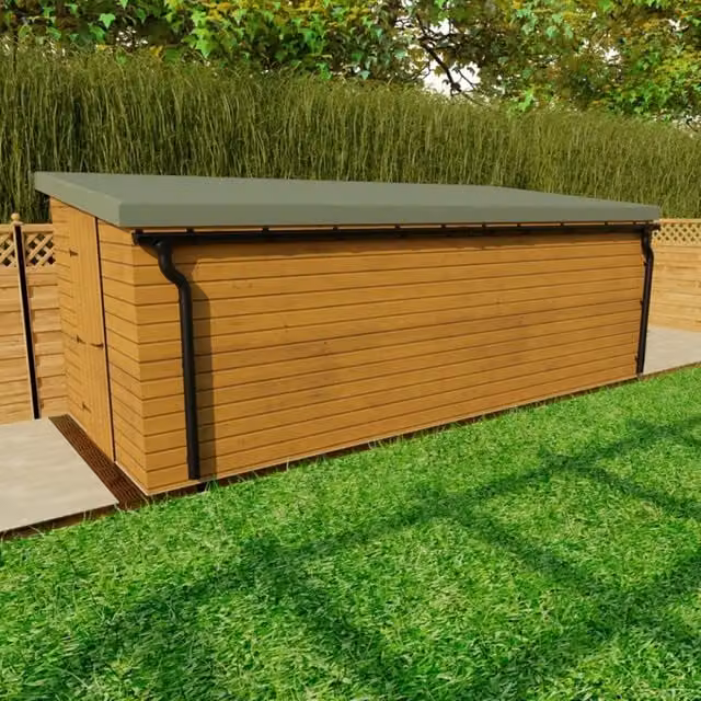 Galeco Black Galvanised Steel Half Round Gutter Standard Shed Pack for Pent Style Roofs