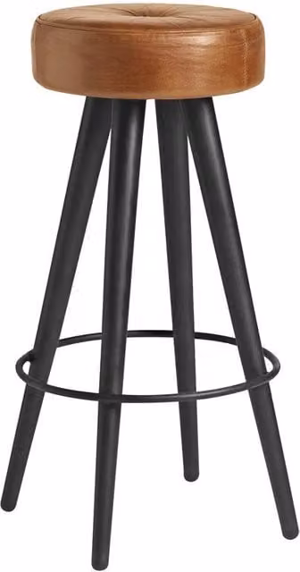 netfurniture Tanu Stool in Bruciato Tan Leather with Black Metal Frame