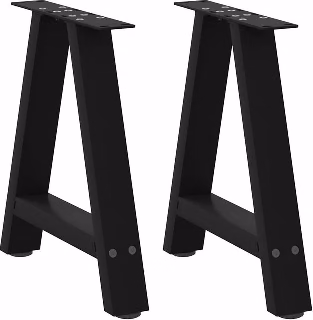 Berkfield Home A-Shaped Coffee Table Legs, 2 Pieces, Black Steel, H 38 cm, W 42.5 cm, D 42.5 cm – 1