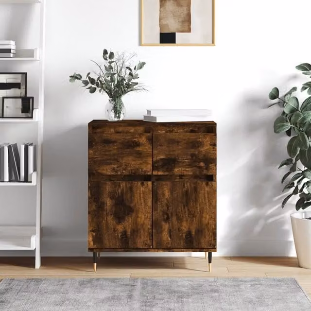 Berkfield Home Smoked Oak Sideboard in Brown, W/D/H: 60 x 35 x 70 cm