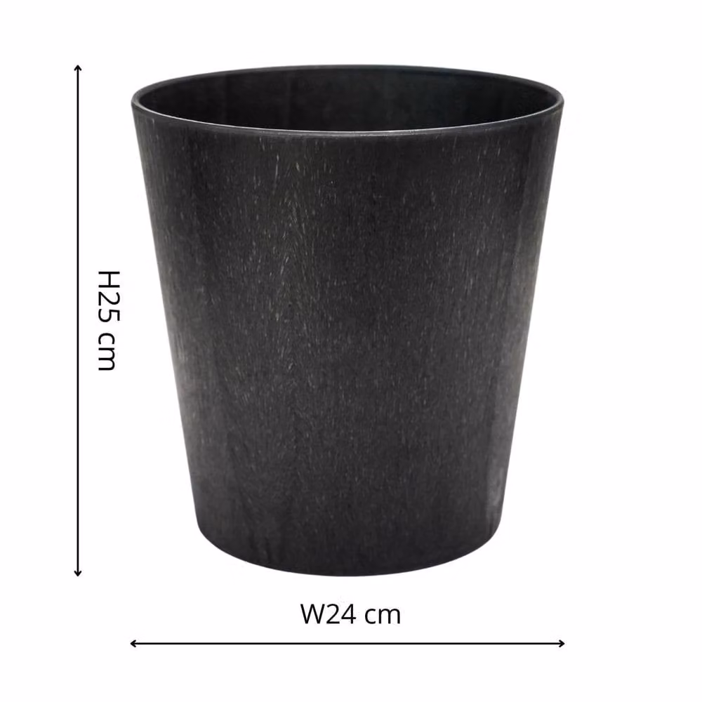 Ivyline Pula Round Tabletop Planter in Black Stone, H 25 cm x D 24 cm – 4