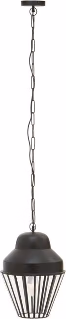 Fifty Five South Industrial Cone Pendant Light in Black and Transparent Glass – 1