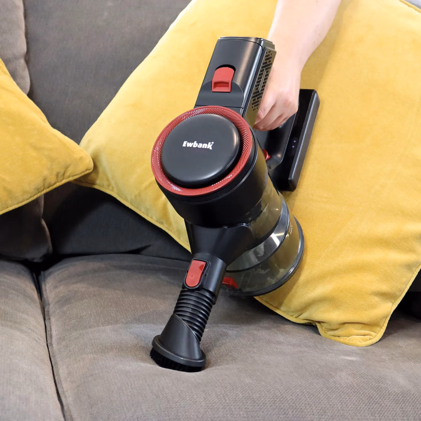 Ewbank AIRDASH1 2-in-1 Cordless Stick Vacuum Cleaner with HEPA Filter and LED Headlight in Red or Black – 7