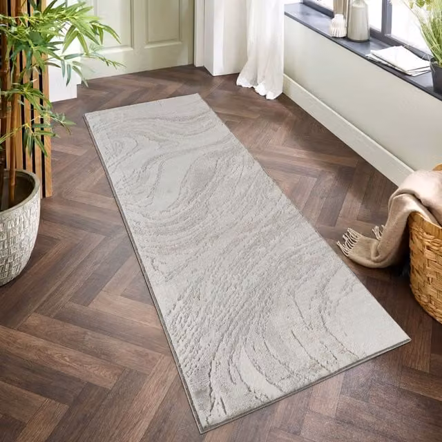 Desire Rugs Perla Modern Abstract Action Living Room Area Rug in Grey and Beige, W: 220 cm