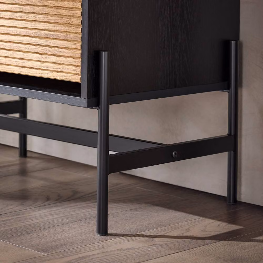 SoBuy Modern Slim Shoe Cabinet in Oak and Black Metal with Soft-Close Doors and Ventilation – 5