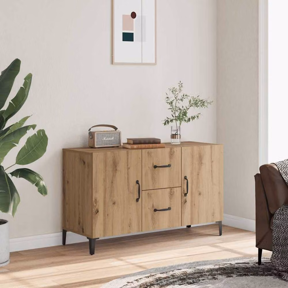 Berkfield Home Artisan Oak Sideboard in Brown, W/D/H: 100 x 36 x 60 cm – 2