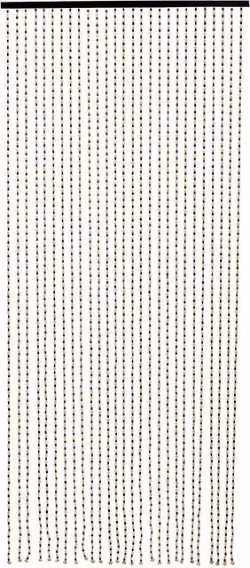 Novecrafto Handmade Wooden Beaded Door Curtain with Hooks, White and Black Pattern, W: 90 cm, H: 200 cm