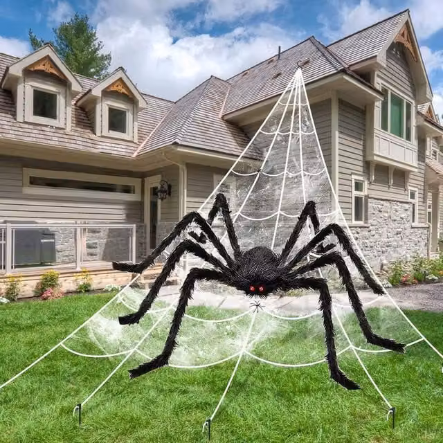 Garwarm Halloween Hanging Spider for Indoor and Outdoor Decor in Black, Red and Multicolour