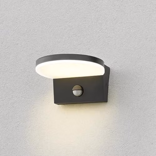 CGC Lighting Aubrey Black Curved LED Outdoor Wall Light with PIR Motion Sensor, 4000k Natural White, IP65 Rated – 6