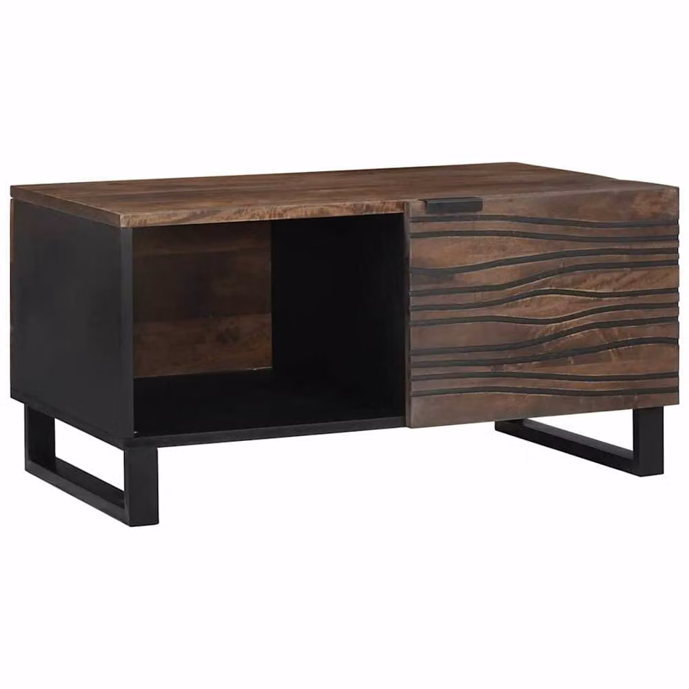 Berkfield Home Brown Mango Wood and MDF Rectangular Coffee Table W: 80 cm, D: 50 cm, H: 40 cm – 2