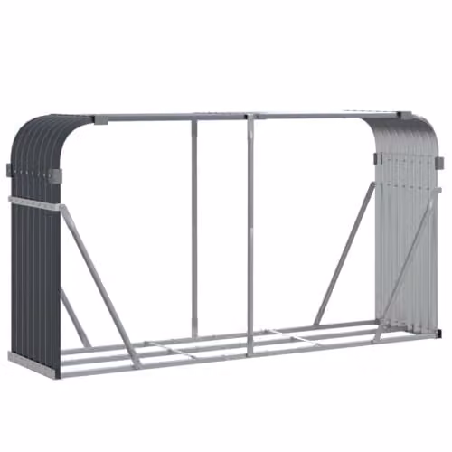 vidaXL Anthracite Galvanised Steel Log Holder W: 180 cm, D: 45 cm, H: 100 cm