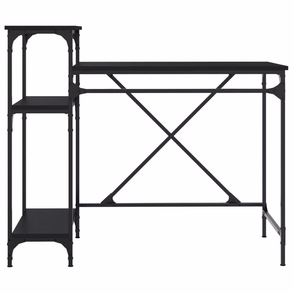 Berkfield Home Computer Desk with Shelves in Black, W/D/H: 105 x 50 x 90 cm – 4